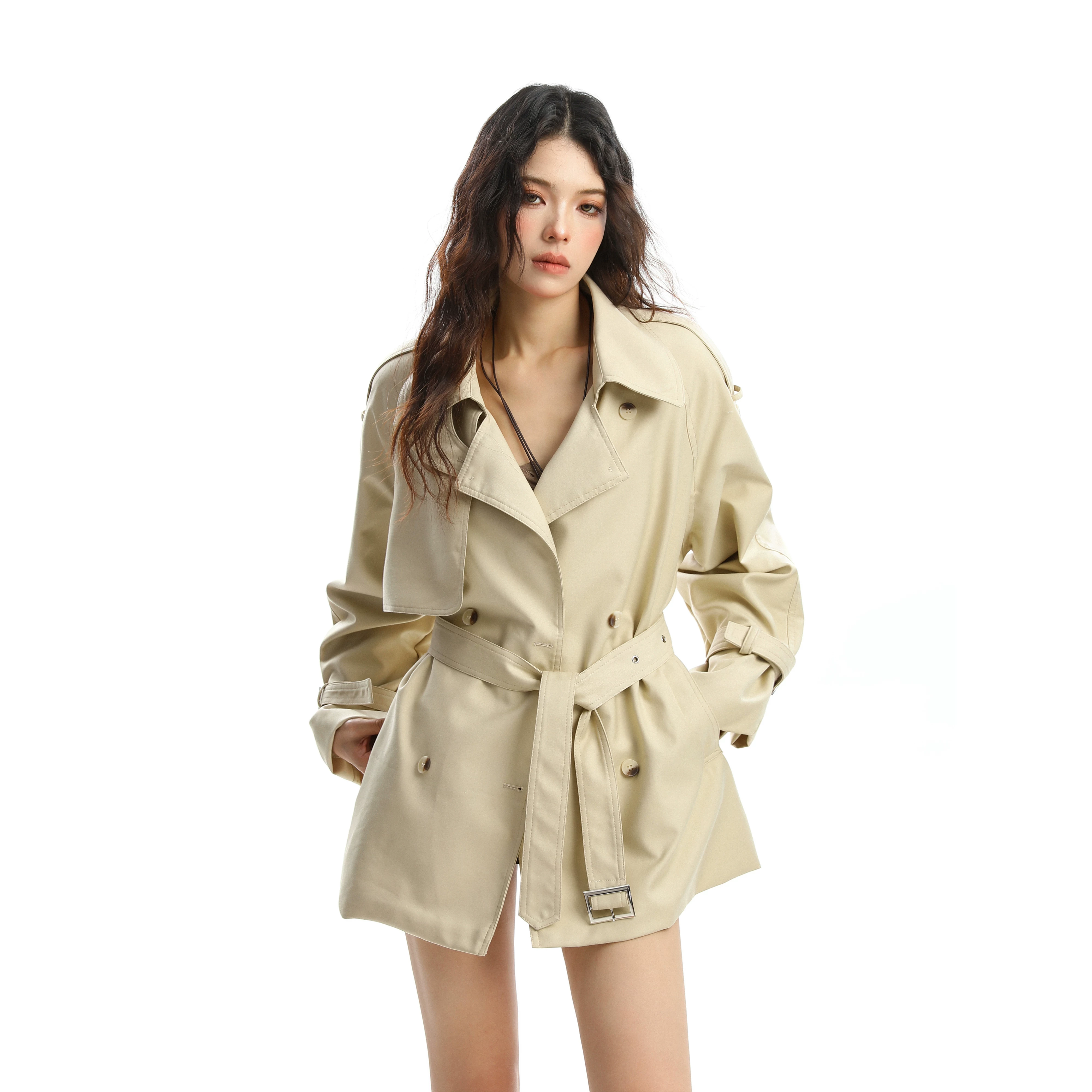 Облегченная подвязка, осеннее trench coat, куртка, британский стиль, стиль высокого качества