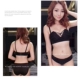 Sexy tập hợp áo ngực dày ngực nhỏ ren không dấu vết không có vòng thép đồ lót ít phụ nữ vuông cup bra đen