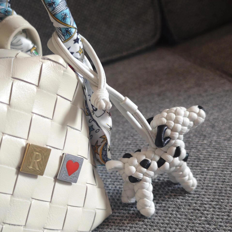 Genuine Leather Handmade Woven Puppy Bag Charm Pendant High-End Doll Car Keychain Ornament Genuine Leather Handmade Woven Puppy Bag Charm Pendant High-End Doll Car Keychain Ornament