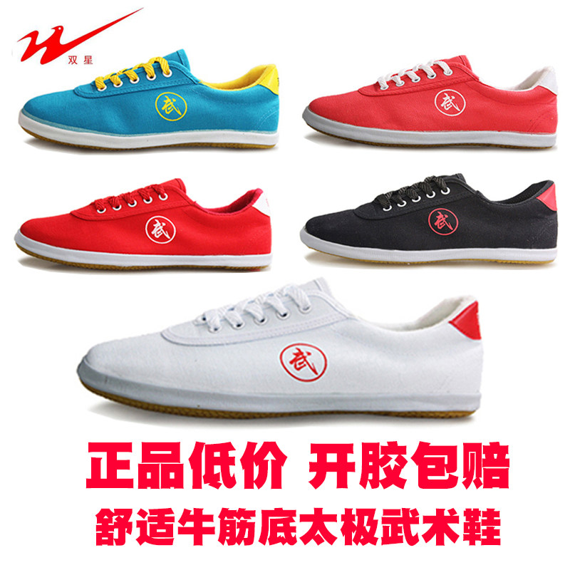 Qingdao Twin Star Sneakers Adults Tai Chi Shoes Canvas Men And Women's Martial Arts Shoes Bull Gluten Bottom Children Practice Shoes