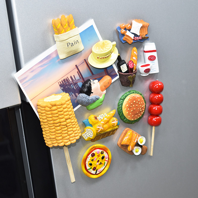 Nordic in creative jitter 3D stereo refrigerator plastic magnetic decoration magnetic food cute magnet simulation patch