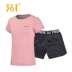 361 bộ đồ thể thao nữ mùa hè 2019 mới áo thun ngắn tay đích thực quần short hai dây set đồ thể thao nữ 361 độ - Thể thao sau