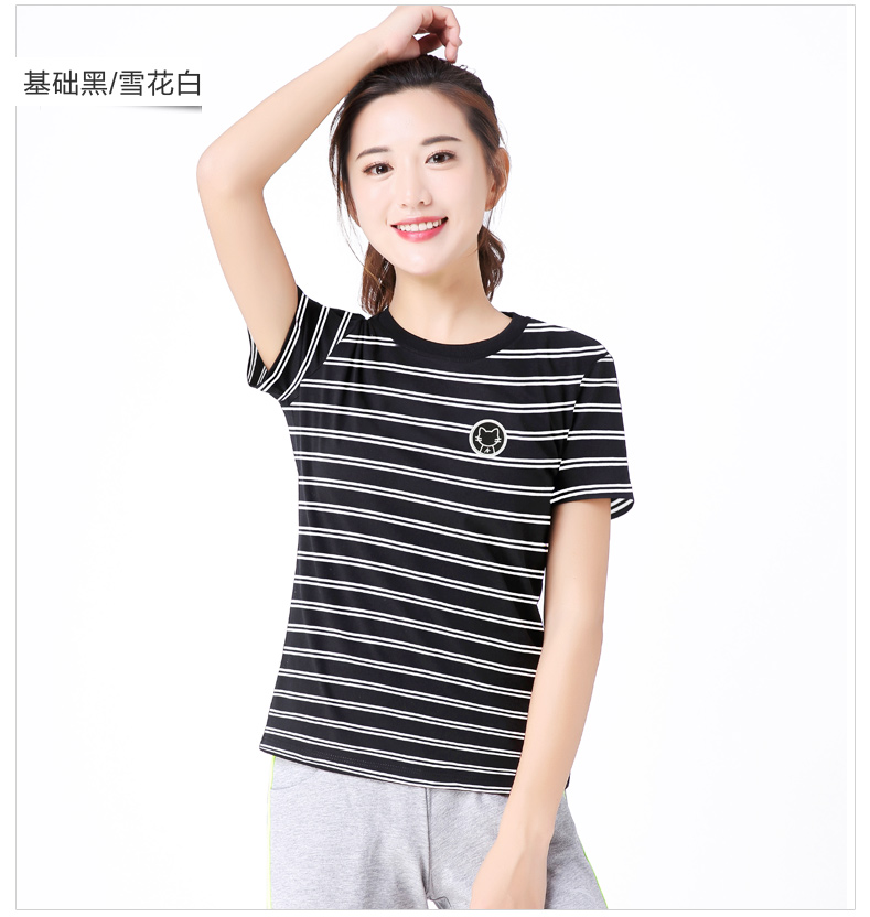 Anta sport T-shirt nữ 2019 hè chính thức trang web mới đan sọc giản dị ngắn cổ tròn T - Áo phông thể thao áo thun tập gym