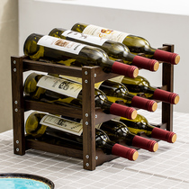 Red wine rack ornaments wine rack wine cabinet desktop grid small solid wood wine rack home