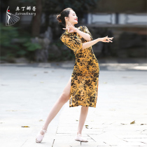 Odin Nare classical dance Cheongsam split sexy printed temperament dance suit Elegant body rhyme performance clothing