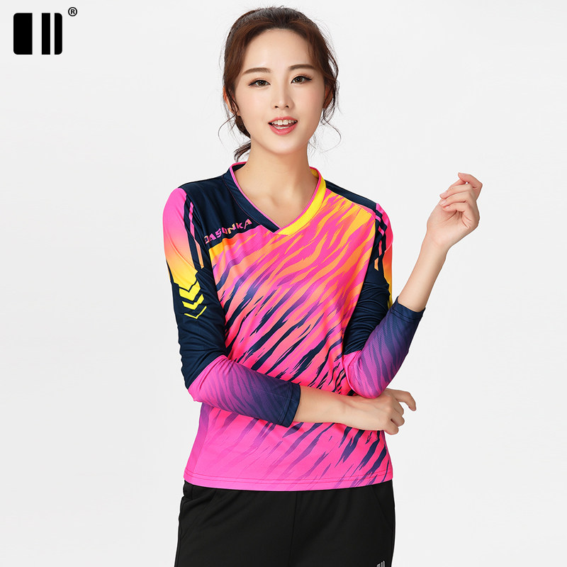 (Quick-drying type)single and double number autumn and winter badminton clothes women's long-sleeved T-shirt tennis suit top table tennis suit