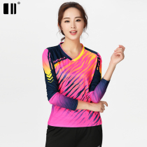 (Quick-drying type)single and double number autumn and winter badminton clothes womens long-sleeved T-shirt tennis suit top table tennis suit