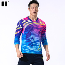 Quick-drying type] single and double number autumn and winter new badminton suit mens long-sleeved T-shirt table tennis running sportswear top