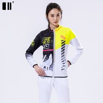 (Wicking thin) single and double new badminton sports coat womens yellow and white quick-drying breathable long sleeves