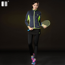(thickened)new single and double number long-sleeved badminton suit womens jacket sports suit slim quick-drying group buy clothes