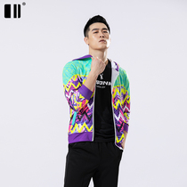 (Light and thin) single and double autumn and winter running sportswear coat mens hooded zipper long sleeve rainbow sweater