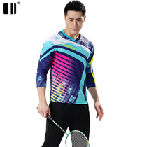 (Quick-dry) Autumn and winter new single and double badminton clothing long sleeve mens top quick-drying table tennis sportswear