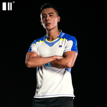 (Clear) Single and double number round neck short sleeve sports T-shirt mens summer breathable badminton suit fast running jersey