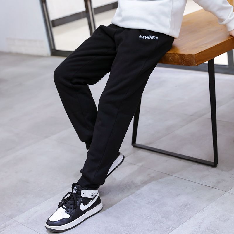 Children's pants new foreign boys' autumn winter clothing thickened with suede warm outside wearing CUHK Tong baby sports pants tide