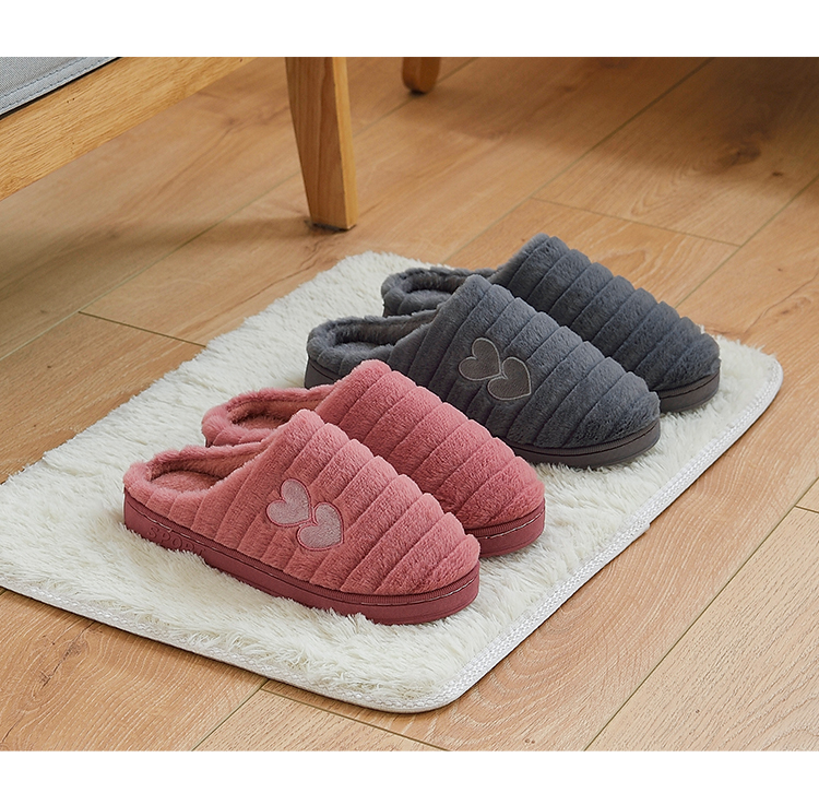 Dép cotton nữ mùa đông trong nhà chống trượt đôi ấm áp nửa gói với dép lông dễ thương nam mùa thu và mùa đông - Trang chủ dép đi trong nhà nam