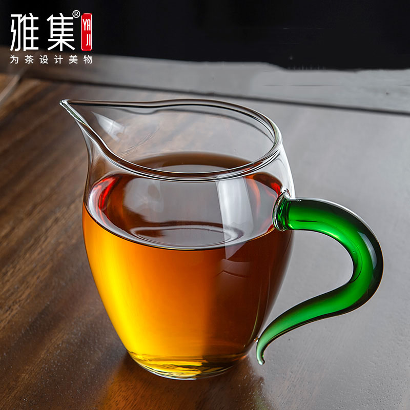 雅集茶具龙胆玻璃公道杯茶漏功夫茶具公杯分茶耐热配件倒茶器加厚