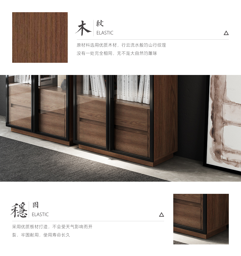 tủ sách gỗ Bắc Âu với hai căn hộ nhỏ tủ khóa cửa kính cửa tủ sách kết hợp miễn phí kệ sách kệ - Buồng tủ quần áo trẻ em sơ sinh
