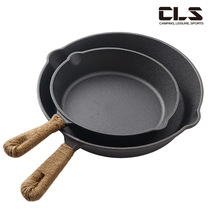 Outdoor camping cast iron frying pan Picnic barbecue pan Household frying pan Non-stick frying pan Fried steak pan Iron pan