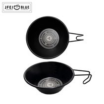 UK JFEIBLUE Outdoor Camping Equipment with black tableware stainless steel hooked snow pull bowl picnic black cup