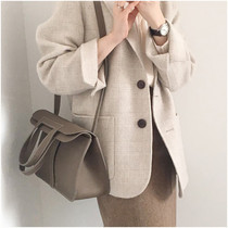 MSTOKYO light cooked coat women short 2021 autumn and winter Korean same beige plaid temperament woolen coat