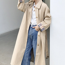 mstokyo long windbreaker female 2021 new womens lapel collar long sleeve single-breasted Korean version of Joker coat women