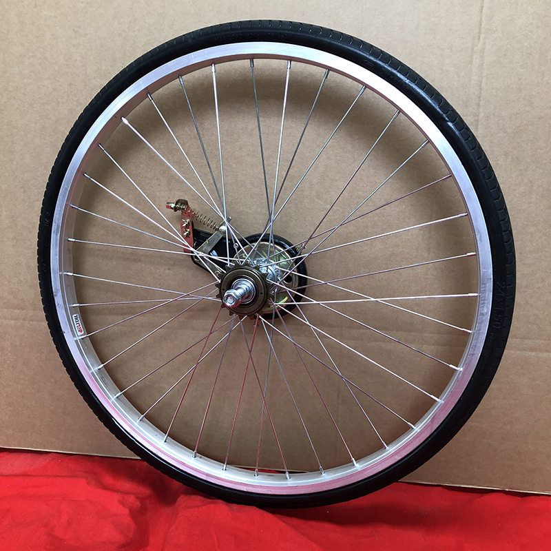 Bicycle Front and Rear Wheel Assembly 20/22/24/ 26inch Thickened Aluminum Alloy Air-Free Solid Tire Anti-Puncture Tire