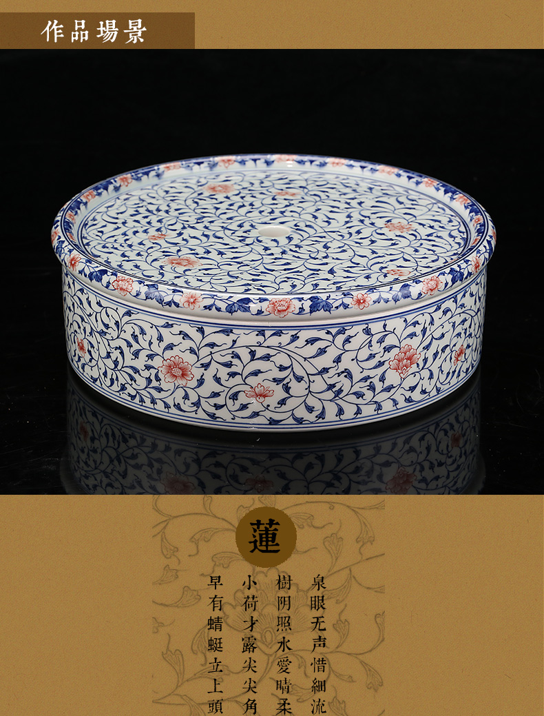 Blue and white youligong hand - made ceramic and auspicious household dry big tea tray was kung fu tea tea table drawer tray