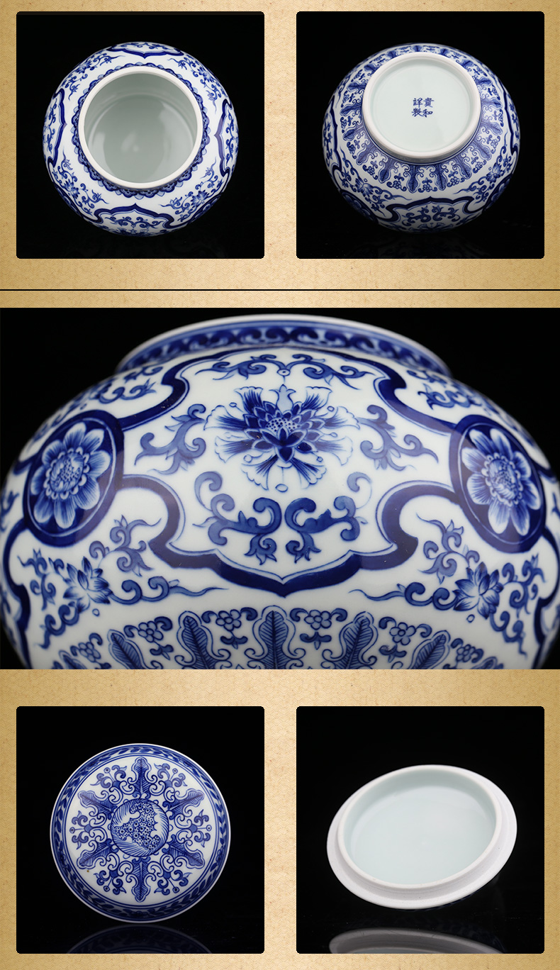 Jing DE and auspicious all hand up POTS of jingdezhen ceramic hand - made porcelain tea packaging gift boxes around branches off the jar