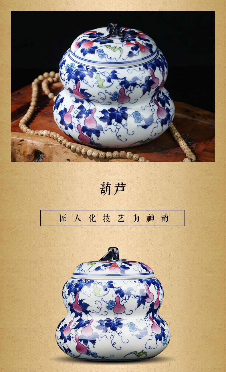 Beijing DE and auspicious jingdezhen caddy fixings checking ceramic POTS awake receives stock POTS stack color small gourd as cans