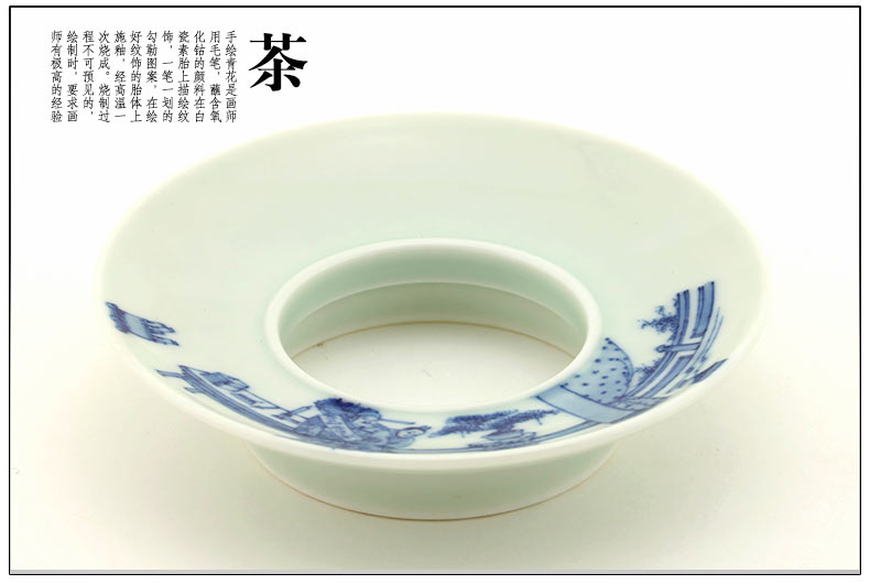 And auspicious jing DE treasure all hand tureen jingdezhen blue And white yipin regnant hand - made three cups to cover cup