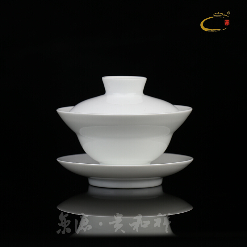 And auspicious jingdezhen pure manual craft GaiWanCha cup them kung fu tea bowl thin body three tureen