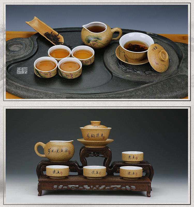 And auspicious jingdezhen hand - made ceramic kung fu tea set gift set a complete set of lotus fragrant tureen group