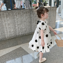 Korean girl dress 2021 summer Foreign style new children polo point princess dress baby Korean skirt