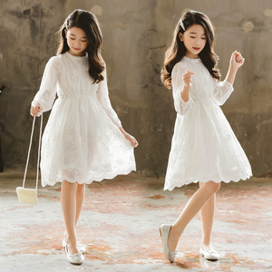 Korean western style girls dress 2021 new summer long-sleeved female lace princess dress
