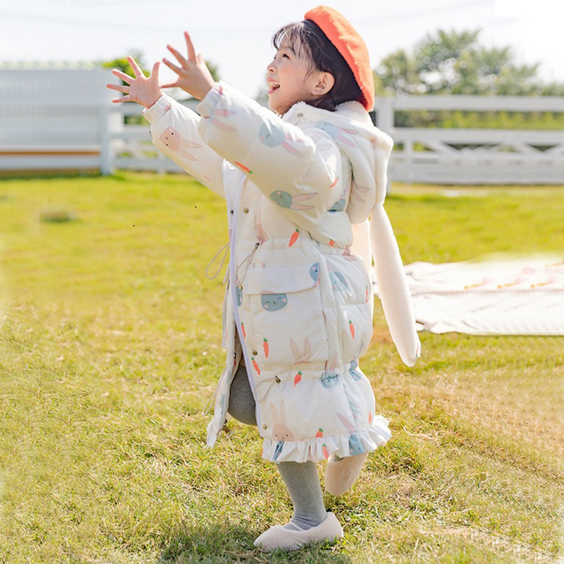 Korean children's down jacket 2020 new mid-length winter thick coat white duck down