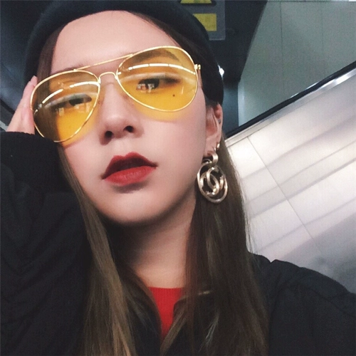 Ретро желтые солнцезащитные очки, коллекция 2022, в корейском стиле, популярно в интернете