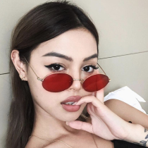  Retro Harajuku style small round frame red sunglasses female European and American ins shaking sound net red street shot Korean version of the tide sunglasses