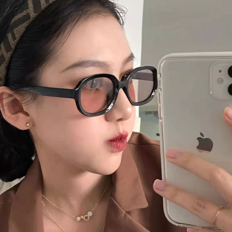 Net red with the same retro brown sunglasses women's Korean version of the tide sunglasses 2021 new ins big face thin fashion