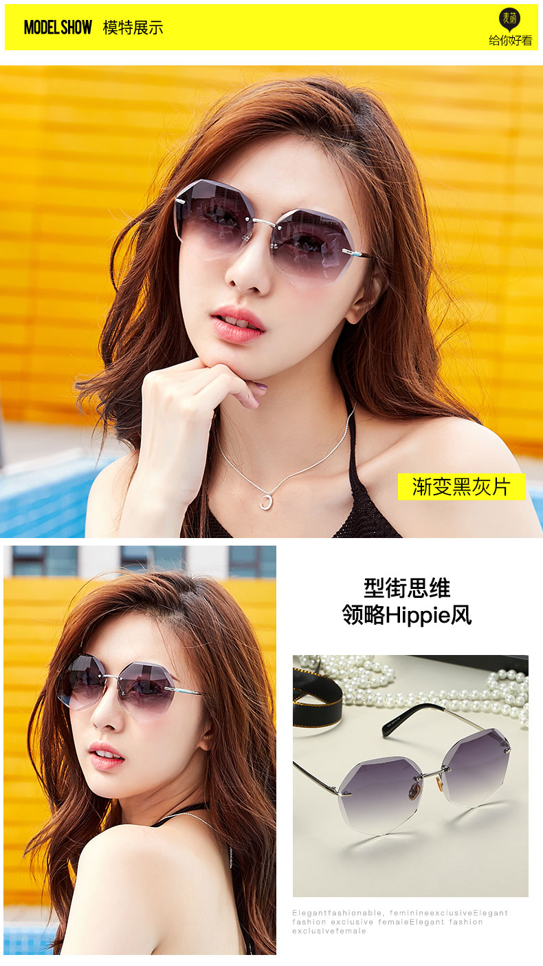 Kính râm mới 2018 nữ phiên bản Hàn Quốc của thủy triều retro phong cách Harajuku mặt tròn đa giác lưới màu đỏ với kính râm không gọng kính louis vuitton