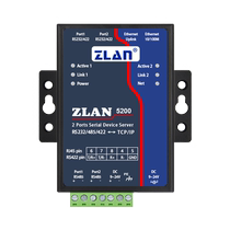 (ZLAN) 2-way 485 serial communication server dual serial port 232 422 to Ethernet port TCP IP dual network port can be used as a switch Shanghai Zhuolan ZLAN520