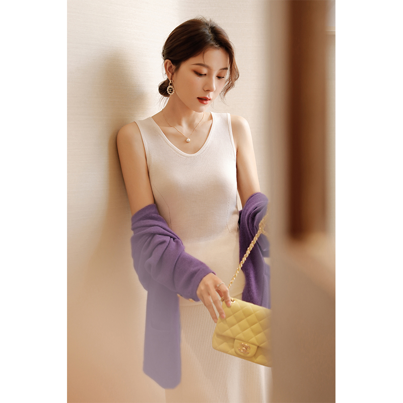 Enjiahui concave shape good thing ~ U-neck wool knitted vest suspender female early autumn slim underwear sleeveless top