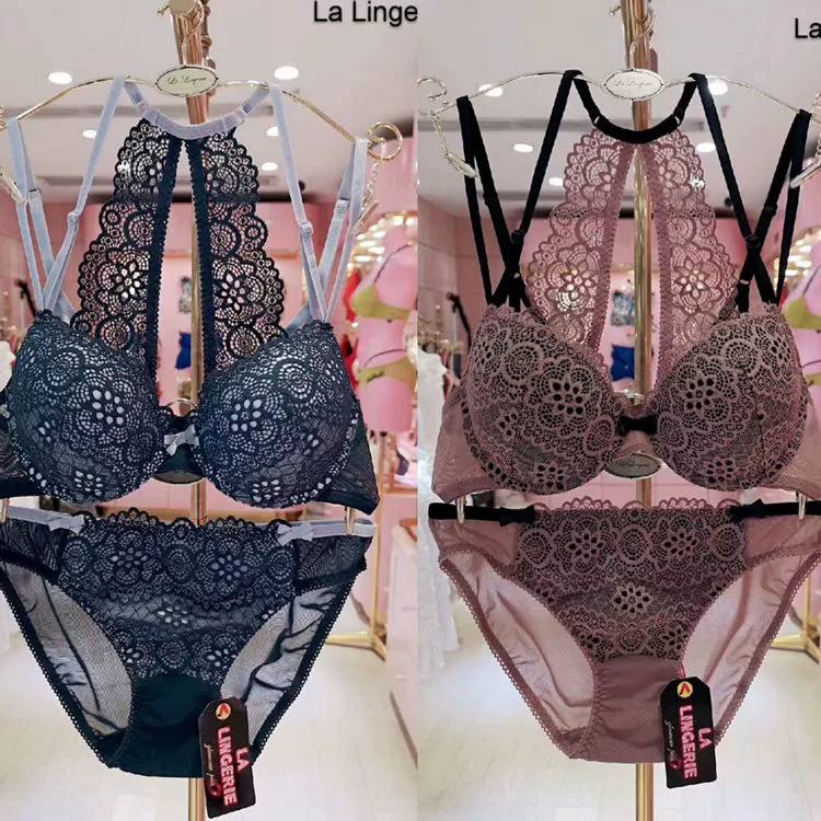 Phong cách bùng nổ LaLingerie Korea mua bộ đồ lót nữ tính tập hợp áo ngực ren tương phản 457 - Bộ đồ lót