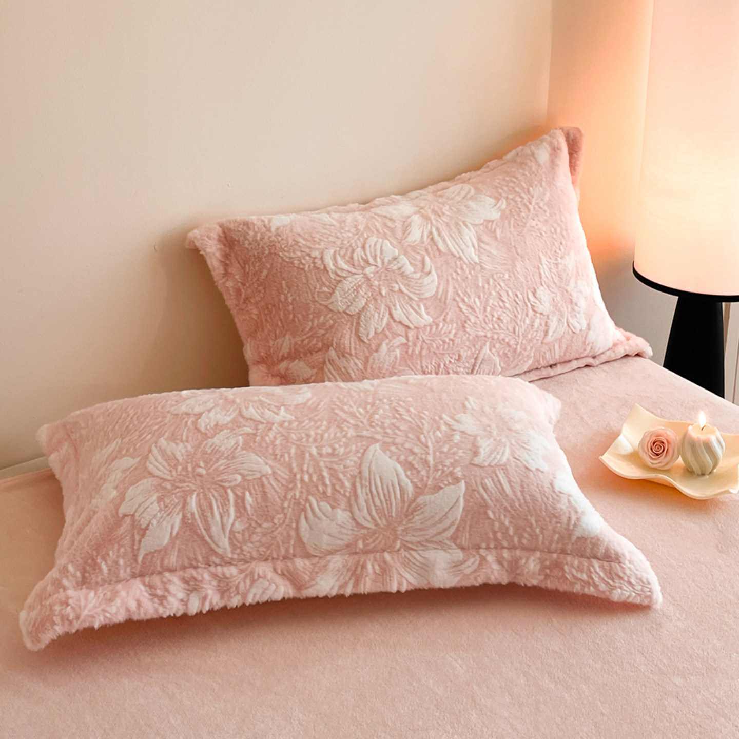 Light Luxury Winter Thickened Warm Milk Velvet Four-Piece Set Coral Fleece Bed Sheet Duvet Cover Fitted Sheet Flannel Bedding Quilt Cover