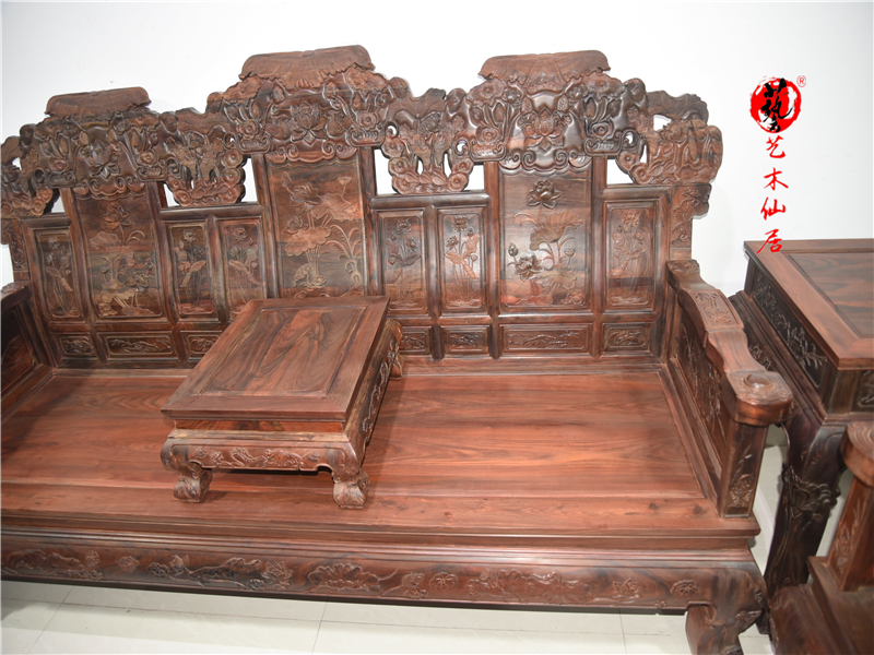 Gỗ gụ nội thất gỗ hồng sắc sofa mười một bộ gỗ hồng sắc phòng khách sofa kết hợp Sian gỗ hồng mộc cổ - Bộ đồ nội thất mẫu tủ gỗ phòng khách hiện đại