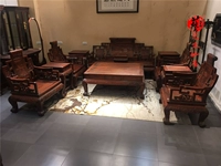 Nội thất phòng khách gỗ gụ Trung Quốc cổ điển rắn gỗ kết hợp sofa gỗ hồng đỏ cuốn sách 11 bộ - Bộ đồ nội thất mau giuong go dep