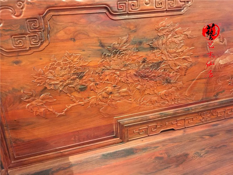 Nội thất gỗ gụ Lào gỗ hồng đỏ hoa chim ngai sofa sofa gỗ gụ Sian gỗ hồng sắc biệt thự phòng khách sofa - Bộ đồ nội thất giường ngủ hiện đại