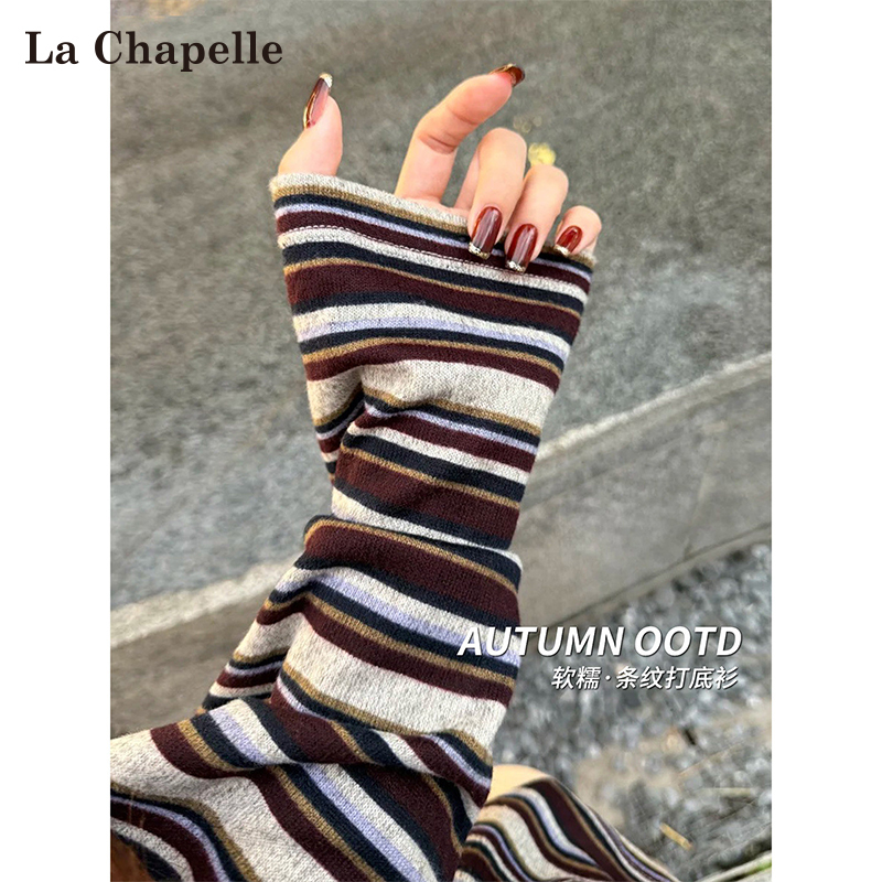 La Chapelle Retro Striped Long-Sleeve T-Shirt for Women, Autumn 2026, Loose Fit, Slimming, Lazy Style, Round Neck Base Shirt Top La Chapelle Retro Striped Long-Sleeve T-Shirt for Women, Autumn 2026, Loose Fit, Slimming, Lazy Style, Round Neck Base Shirt Top