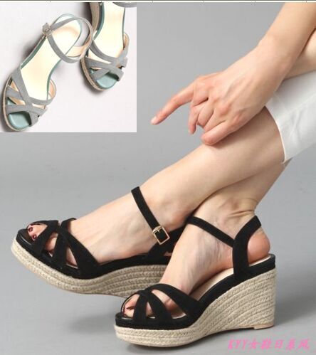 Women's Wedge Sandals 2019 Japanese Style Mori Style Artistic Straw Woven Hemp Rope Shoes Waterproof Platform Roman Thick-Soled Height-Increasing Women's Shoes
