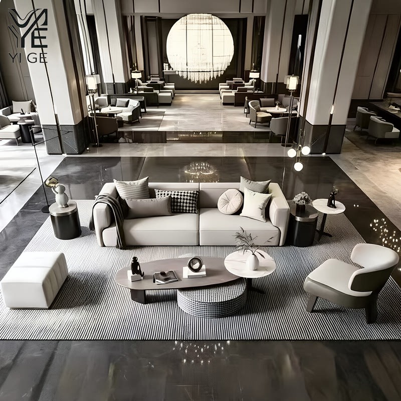 Light Luxury Hotel Lobby Leisure Area Straight-Row Sofa, Sales Office Negotiation Area Reception Booth, Model Room Sofa Set Light Luxury Hotel Lobby Leisure Area Straight-Row Sofa, Sales Office Negotiation Area Reception Booth, Model Room Sofa Set