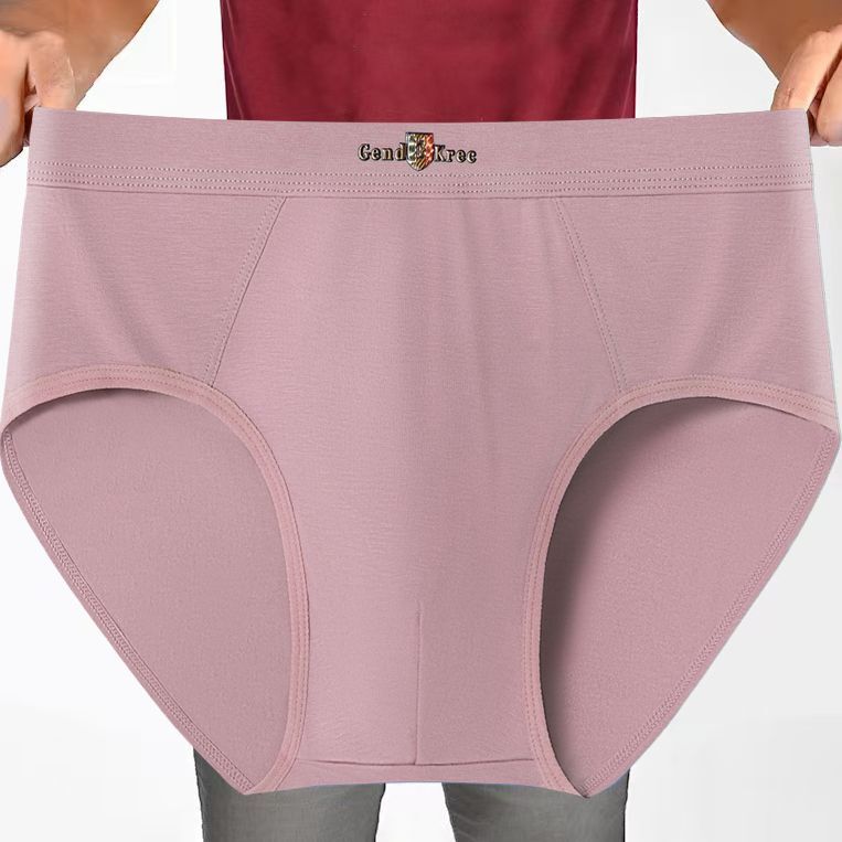 Authentic Pure Cotton Mid-Waist Plus-Size Solid Color Breathable Sweat-Absorbent Large Size Briefs for Young and Middle-Aged Men